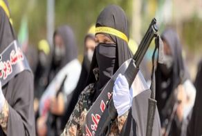 رژه نظامی بانوان بسیجی بخش رضویه مشهد همزمان با روز اربعین شهادت رهبر شهید